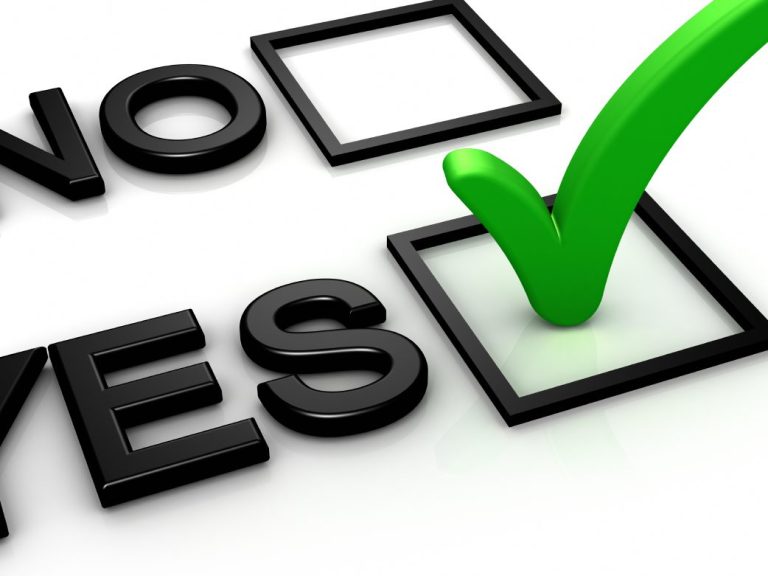 Grünes Häkchen neben der Auswahl "Ja" und leeres Feld für "Nein".